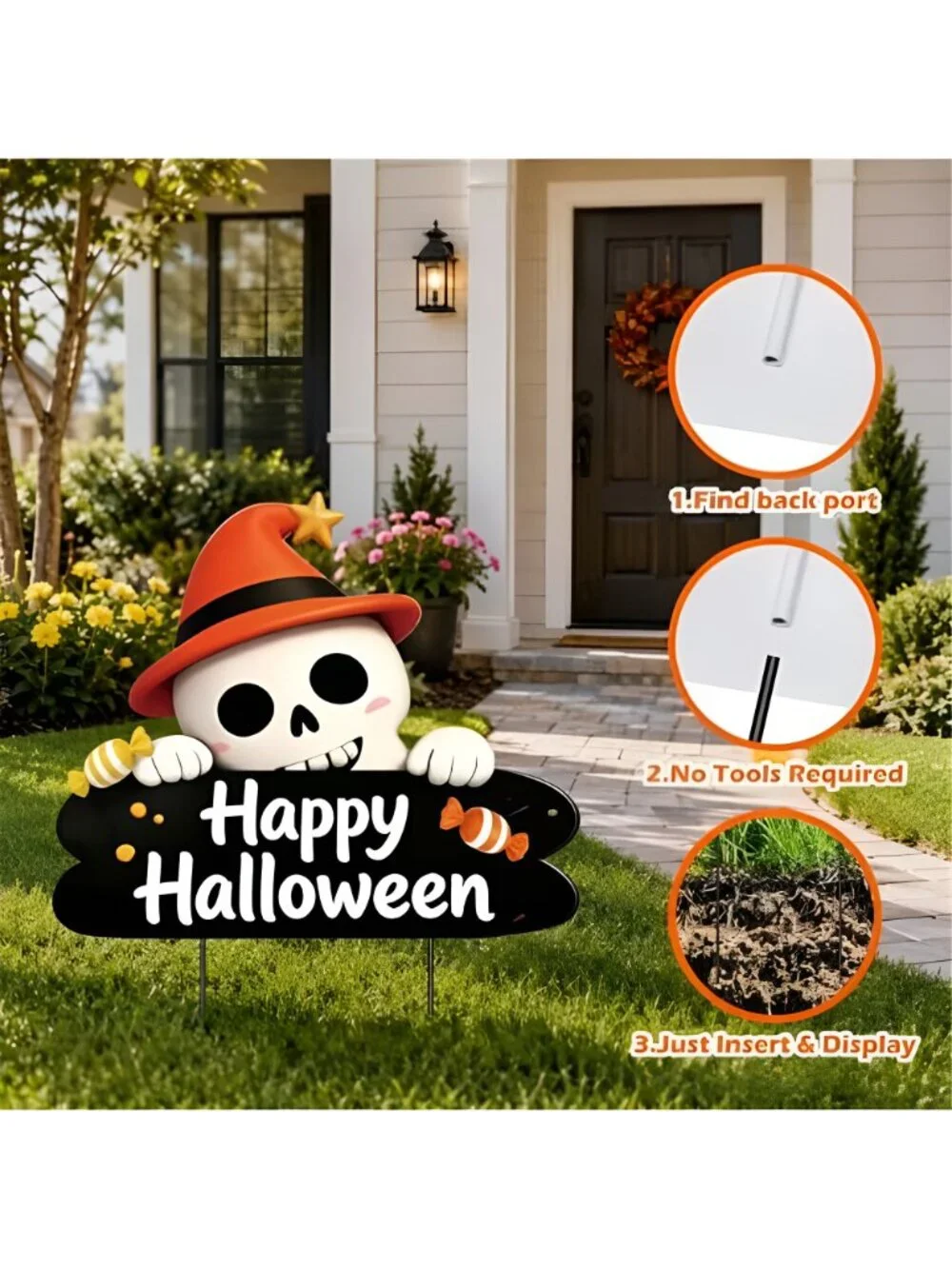 Metal Halloween Yard Stake Skeleton Outdoor Decorations